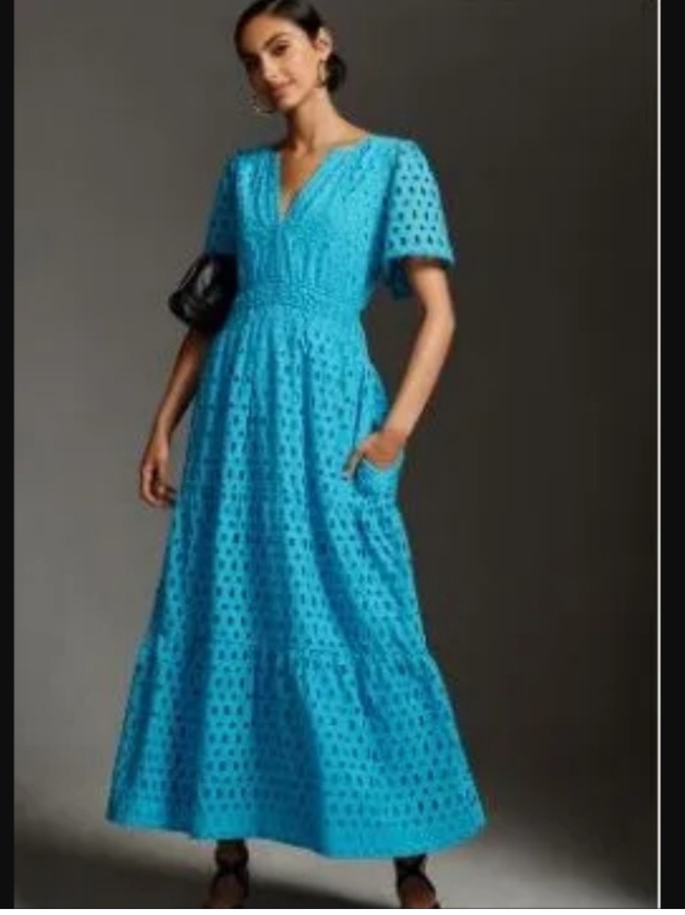 Anthropologie The Somerset Maxi Dress Sky Blue Eyelet Small